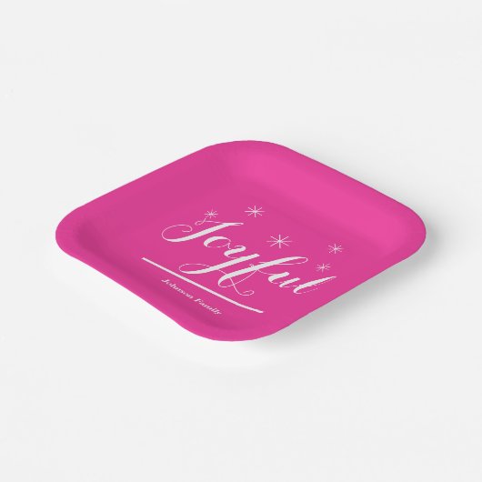 Kerstvrolijk warm warm Roze Persoonlijke naam Illu Papieren Bordje (Gebogen)