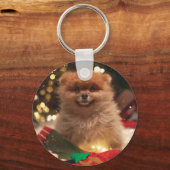 Kerstvrolijke puppy sleutelhanger (Voorkant)