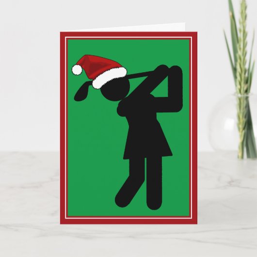 kerstVrouw Golfer - Golfsymbool Feestdagen Kaart (Voorkant)