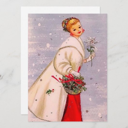  kerstvrouw met recorder feestdagenkaart (Voorkant / Achterkant)