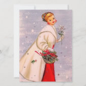  kerstvrouw met recorder feestdagenkaart (Voorkant)