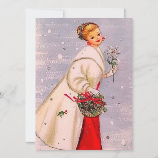  kerstvrouw met recorder feestdagenkaart (Voorkant)