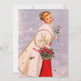  kerstvrouw met recorder feestdagenkaart