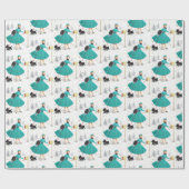 kerstvrouw met retro met Scotty Dog Cadeaupapier (Vlak)