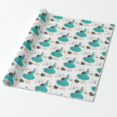 kerstvrouw met retro met Scotty Dog Cadeaupapier (Uitgerold)