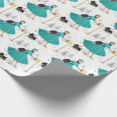 kerstvrouw met retro met Scotty Dog Cadeaupapier (Hoek)