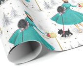 kerstvrouw met retro met Scotty Dog Cadeaupapier (Rol Hoek)