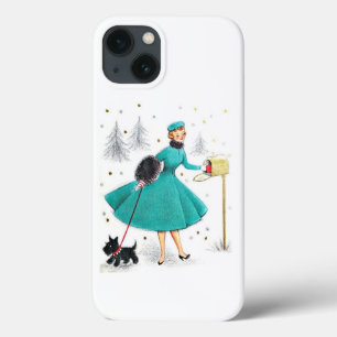  kerstvrouw met retro met Scotty Dog Case-Mate iPhone Case
