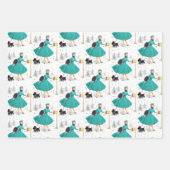 kerstvrouw met retro met Scotty Dog Inpakpapier Vel (Voorkant)