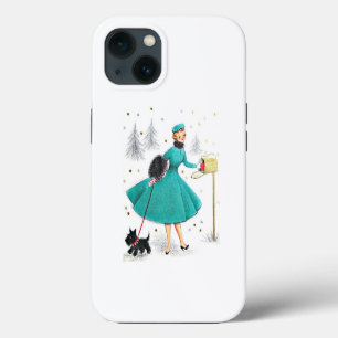  kerstvrouw met retro met Scotty Dog iPhone 13 Hoesje