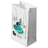 kerstvrouw met retro met Scotty Dog Klein Cadeauzakje (Achterkant Gekanteld)