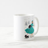  kerstvrouw met retro met Scotty Dog Koffiemok (Voorkant rechts)