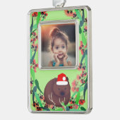 Kerstvrouw Verzilverd Omlijst Ornament (Links)