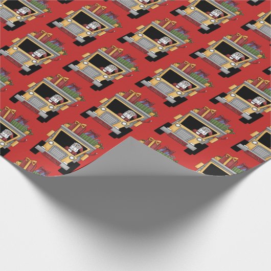 Kerstvuilniswagen Sinterparty-omwikkeling betegeld Cadeaupapier (Hoek)