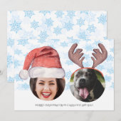 kerstvun-foto Santa Reindeer gepersonaliseerd Feestdagenkaart (Voorkant / Achterkant)