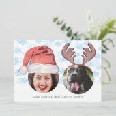 kerstvun-foto Santa Reindeer gepersonaliseerd Feestdagenkaart (Staand voorkant)