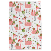 kerstvun roze flamingo medium cadeauzakje (Achterkant)