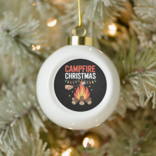 Kerstvuur Marshmallow Roast Vuur Lichtjes Keramische Bal Ornament