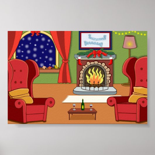 Kerstvuur Poster (Voorkant)