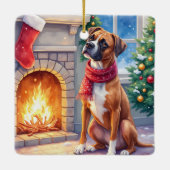 Kerstvuurplaats Boxer Kerst Kunst Keramisch Ornament (Achterkant)
