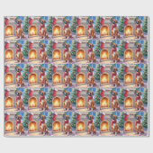 Kerstvuurplaats Boxer Kerstmis Kunst Cadeaupapier (Vlak)