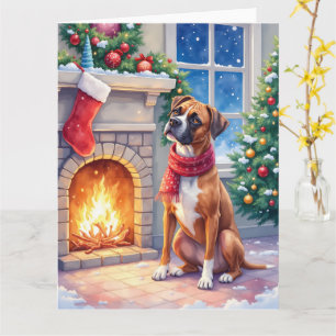 Kerstvuurplaats Boxer Kerstmis Kunst Kaart