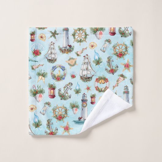 Kerstvuurtoren aan de kust bad handdoek (Wasdoekje)