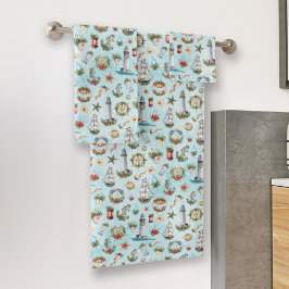 Kerstvuurtoren aan de kust bad handdoek