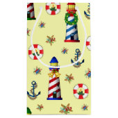 Kerstvuurtoren: Nautical Yellow Background Klein Cadeauzakje (Achterkant)