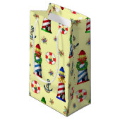 Kerstvuurtoren: Nautical Yellow Background Klein Cadeauzakje (Voorkant Gekanteld)