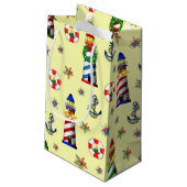 Kerstvuurtoren: Nautical Yellow Background Klein Cadeauzakje (Achterkant Gekanteld)
