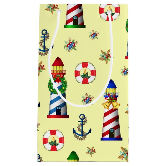 Kerstvuurtoren: Nautical Yellow Background Klein Cadeauzakje (Voorkant)