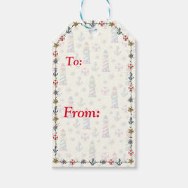 Kerstvuurtoren Nautical Yellow Cadeaulabel