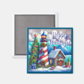 Kerstvuurtoren nautisch gepersonaliseerd magneet (Voorkant / Achterkant)