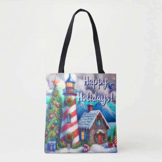 Kerstvuurtoren nautisch gepersonaliseerd tote bag (Voorkant)