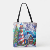 Kerstvuurtoren nautisch gepersonaliseerd tote bag (Achterkant)