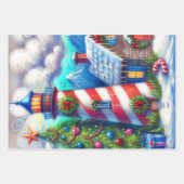 Kerstvuurtoren Nautische Berg Decoupage Inpakpapier Vel (Voorkant 3)