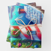 Kerstvuurtoren Nautische Berg Decoupage Inpakpapier Vel (In situ)