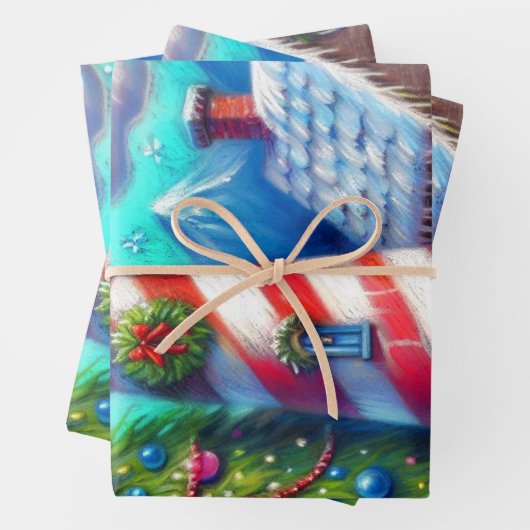 Kerstvuurtoren Nautische Berg Decoupage Inpakpapier Vel (In situ)