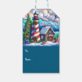 Kerstvuurtoren Nautische Kustberg Cadeaulabel (Voorkant)