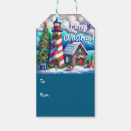 Kerstvuurtoren Nautische Kustberg Cadeaulabel