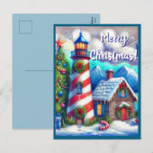 Kerstvuurtoren Nautische Kustberg Feestdagenkaart (Voorkant / Achterkant)