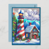 Kerstvuurtoren Nautische Kustberg Feestdagenkaart (Voorkant / Achterkant)