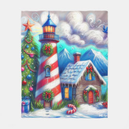 Kerstvuurtoren Nautische Kustberg Fleece Deken