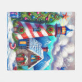 Kerstvuurtoren Nautische Kustberg Fleece Deken (Voorkant (Horizontaal))