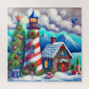 Kerstvuurtoren Nautische Kustberg Legpuzzel