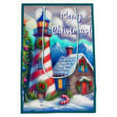 Kerstvuurtoren Nautische Kustberg Medium Cadeauzakje (Achterkant)