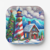 Kerstvuurtoren Nautische Kustberg Papieren Bordje (Voorkant)
