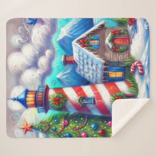 Kerstvuurtoren Nautische Kustberg Sherpa Deken (Voorkant (horizontaal))