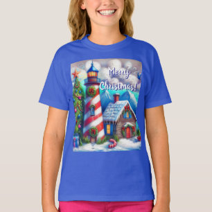 Kerstvuurtoren Nautische Kustberg T-shirt